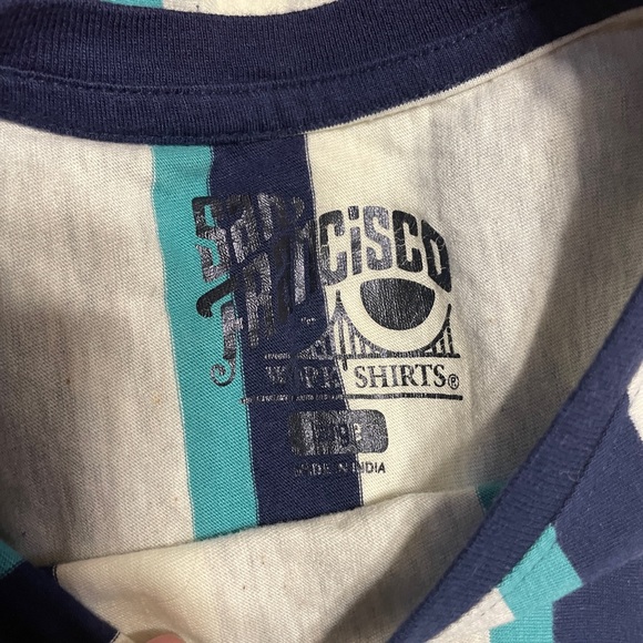 Bundle of THREE San Francisco Work Shirts vertical striped tees size L - Picture 9 of 11